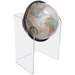 Mid-Century Floor World Globe on Lucite Stand