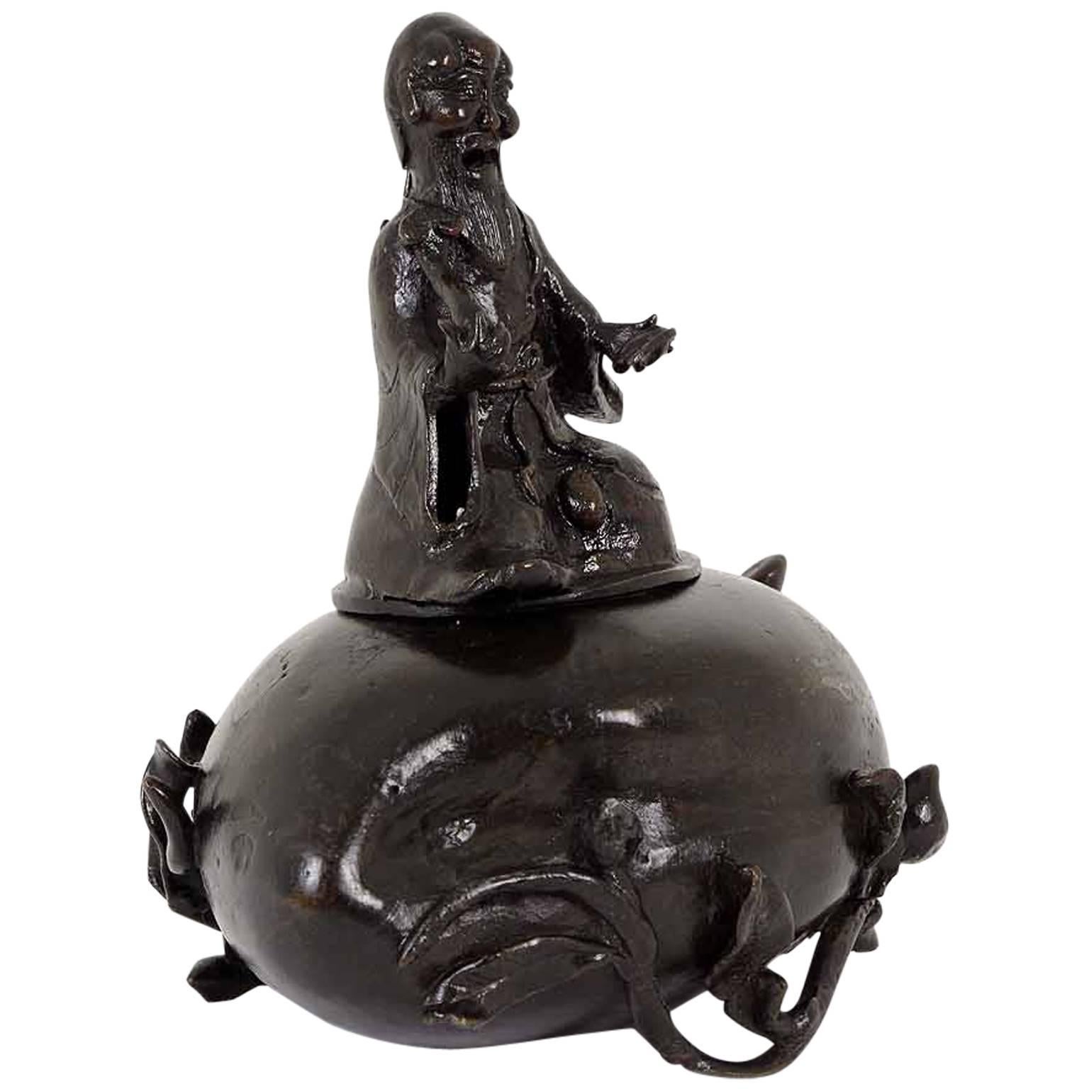 Wonderful 19th Century Chinese Bronze Censer, Incense Burner with Cover