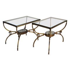 Pair of Bronze and Glass Side Tables by Arturo Pani