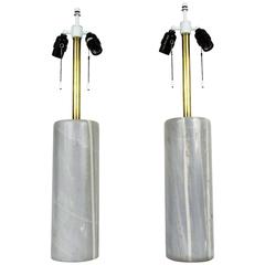Pair of Nessen Striated Marble Table Lamps