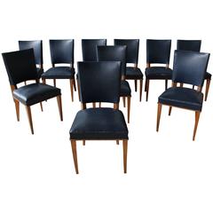 Set of Ten Fine French Art Deco Dining Chairs by Maxime Old