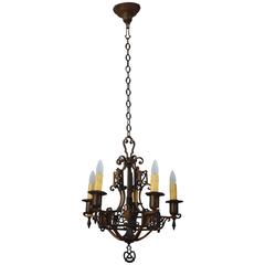 Antique Classic Bronze Spanish Revival Chandelier