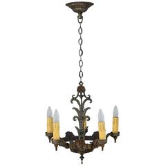 Antique 1920s Chandelier with Shell Motif