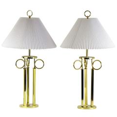 Vintage Pair of Brass Regency Style "Trumpet" Lamps by Laurel Lamp Company