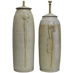 Pair of Hand Thrown Ceramic Lamps 6
