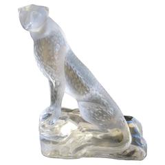 Lalique Tancrede Cheetah on a Rock Crystal Sculpture