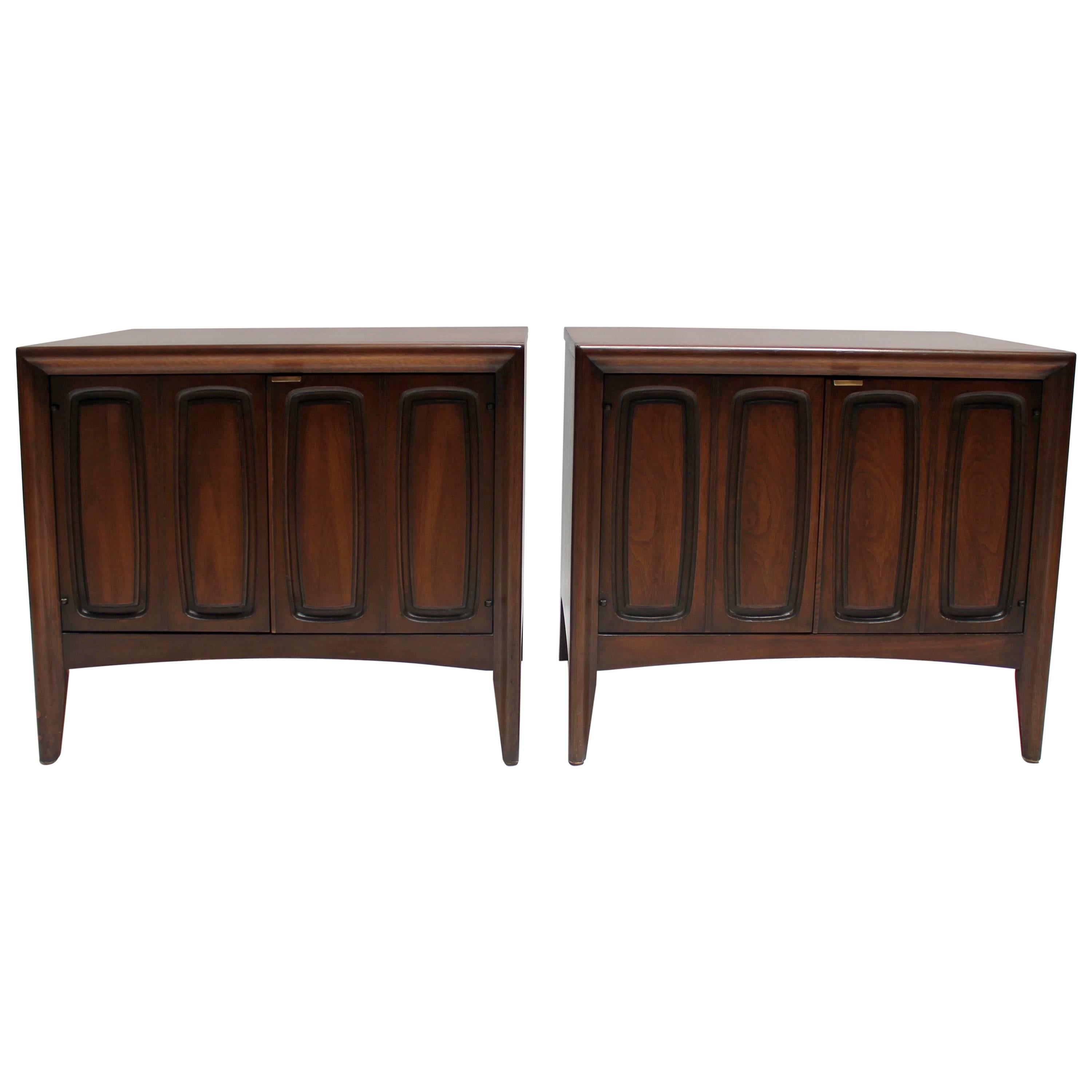 Pair of 1960s Broyhill Emphasis Walnut Nightstands