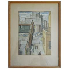 Spectacular Orig Watercolor Painting, New York City, 1934 by WPA Artist Sewall 11