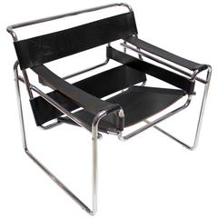 Vintage Chrome and Leather Wassily Chair by Marcel Breuer for Knoll