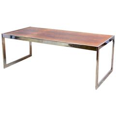 Rosewood and Chrome Coffee Table by Howard Miller