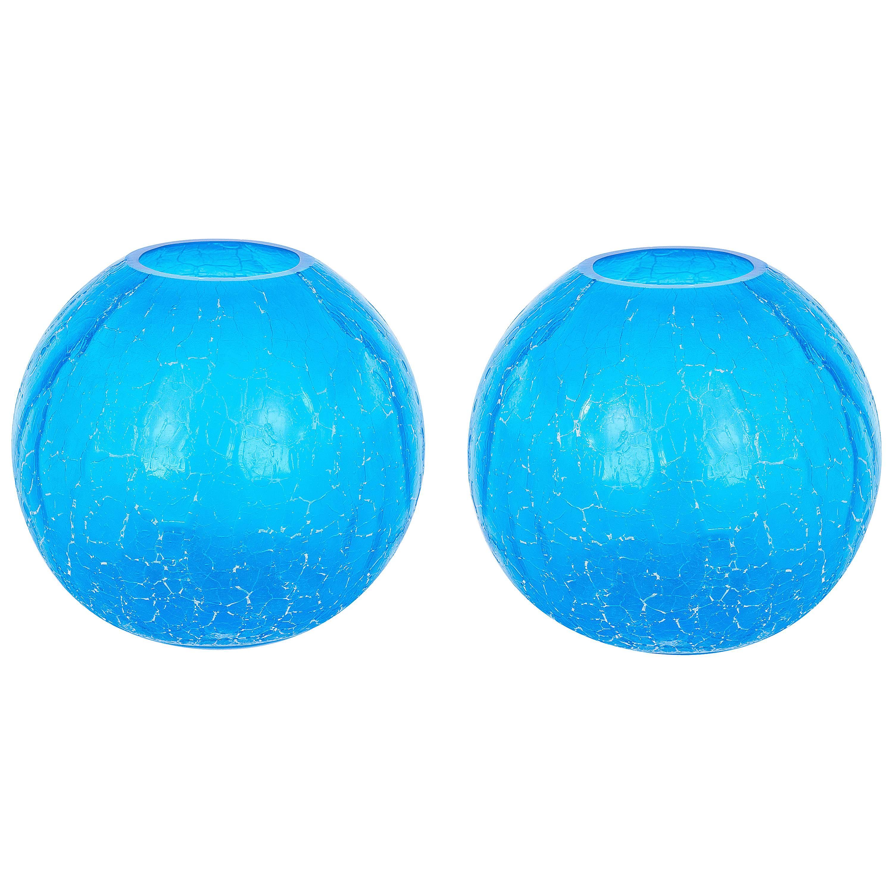 Pair of Italian Murano Glass "Spheres" Vases Signed Cenedese, circa 1970s