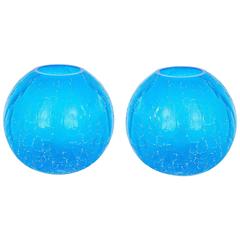 Pair of Italian Murano Glass "Spheres" Vases Signed Cenedese, circa 1970s