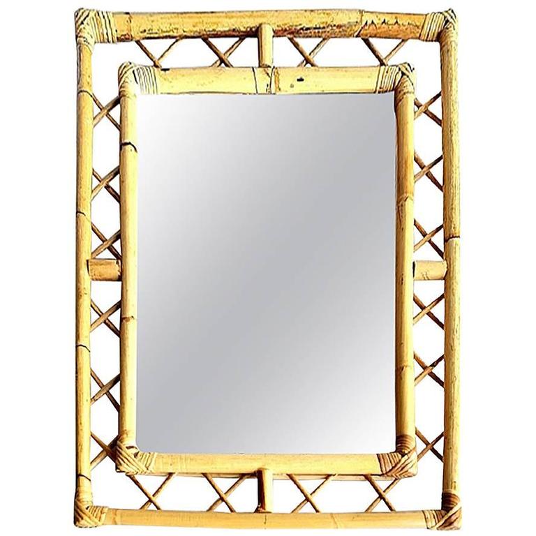 Josef Frank For Svenskt Tenn Mirror With Bamboo Frame Sweden Circa 1960s