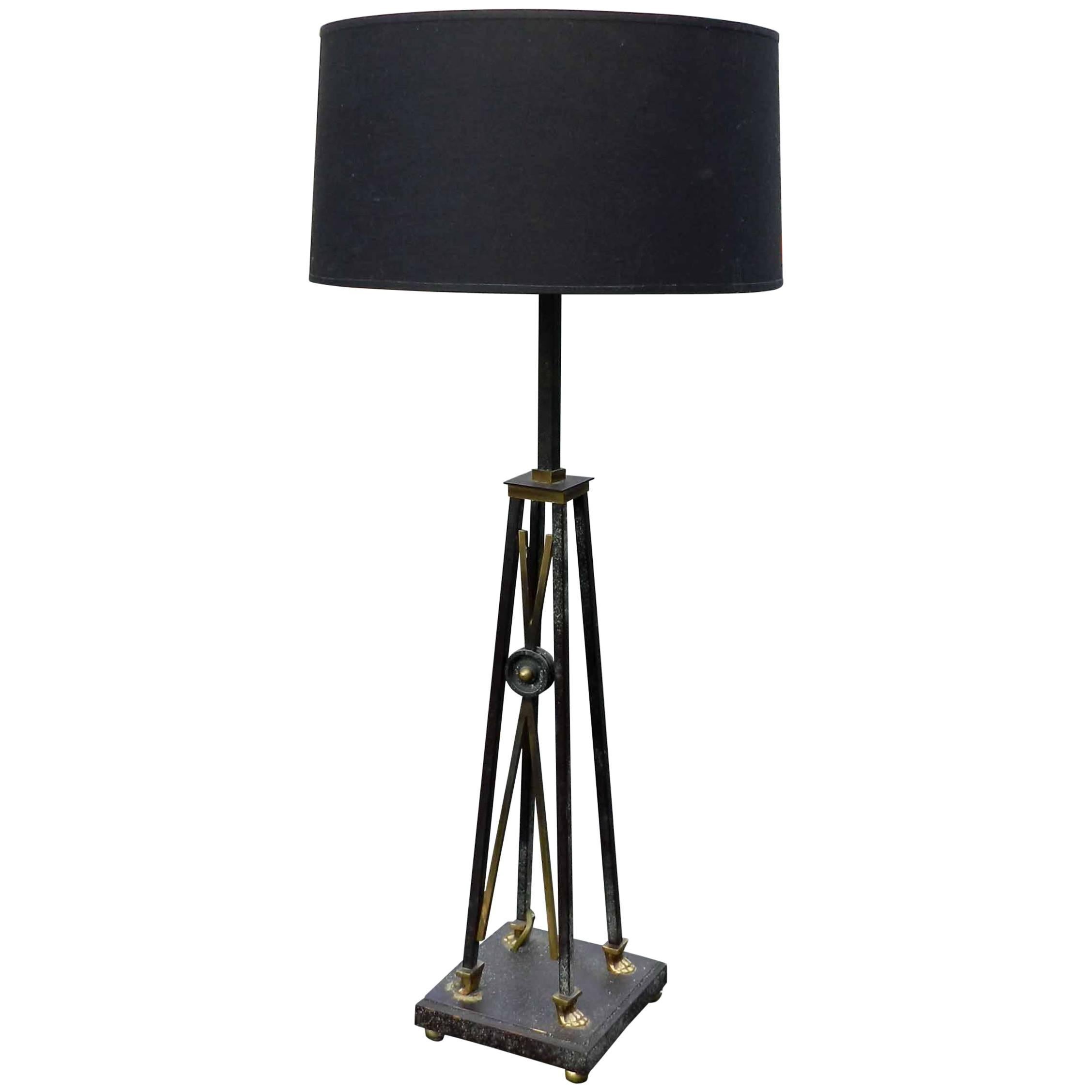 Brass and Lacquered Metal Lamp, circa 1970