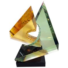michael george artist 2007 Lucite Kinetic Sculpture "Intersection" By, Michael George