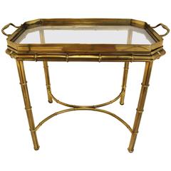 Mastercraft Brass and Glass Lift Top Tray Table