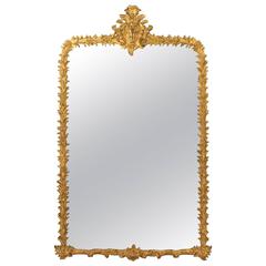 Large Naturalistic French Carved Giltwood Mirror, Mid-18th Century
