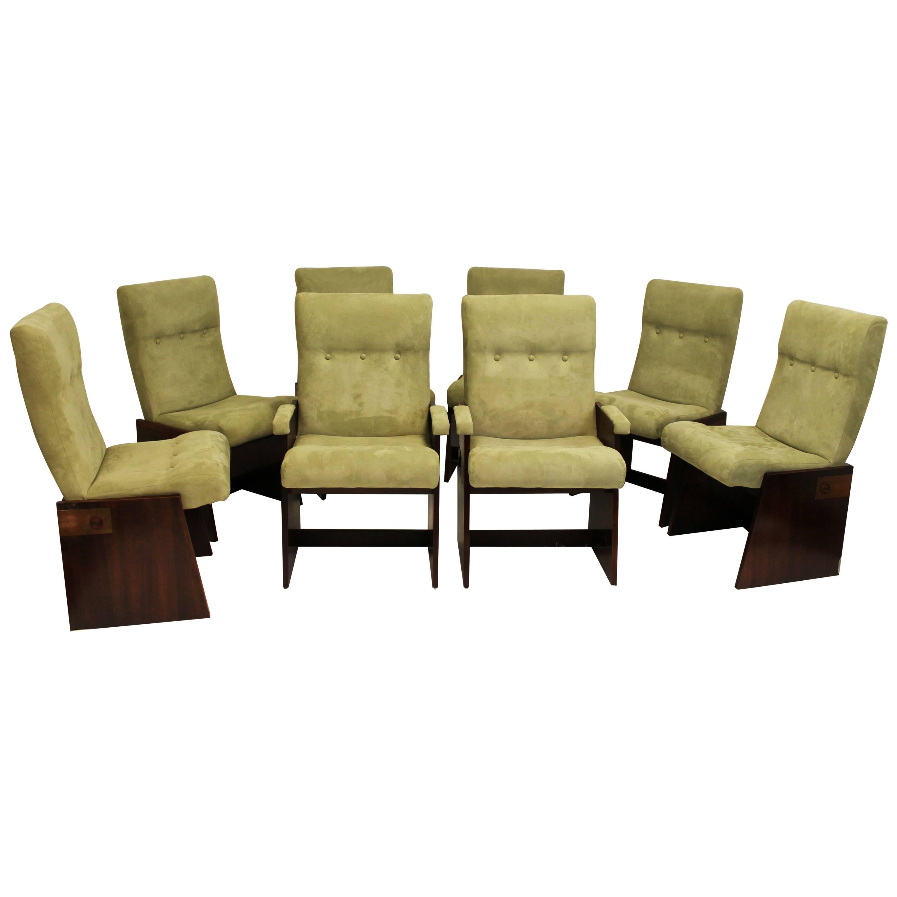 Set of Eight Lane Brutalist Style Dining Chairs