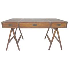 Mid-Century Partners Campaign Desk with Leather Top
