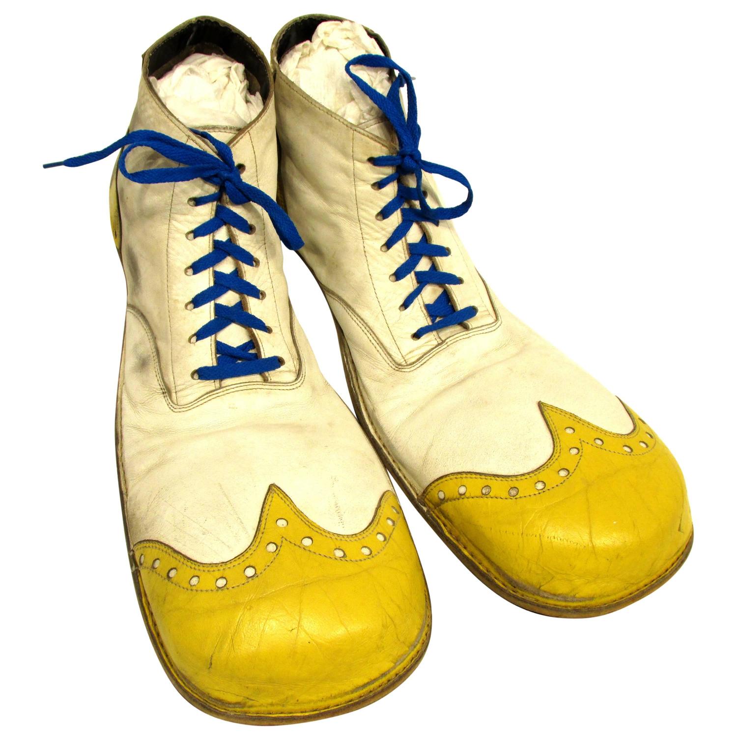 Vintage White and Yellow Clown Shoes For Sale at 1stdibs