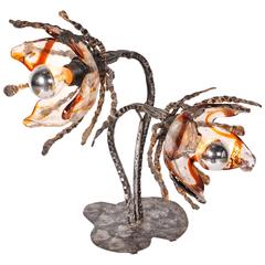 Brutalist Table Lamp with Mazzega Glass, Italy, circa 1960 10