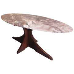 Hugues Poignant Rosewood and Marble Occasional Table