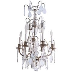 French Nickel over Bronze Six-Light Arms Chandelier 7