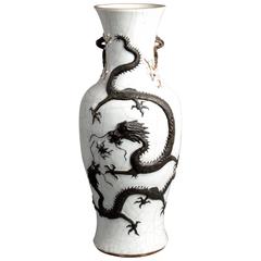 19th Century Crackleware Porcelain Dragon Vase