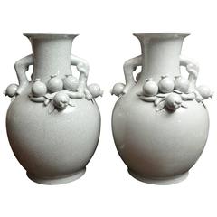 Contemporary Chinese Blanc de Chine Vases