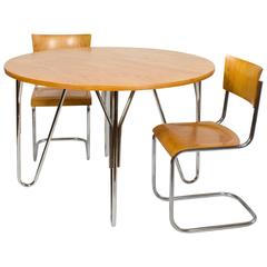 1930s Bauhaus Steel Tube and Beech Table