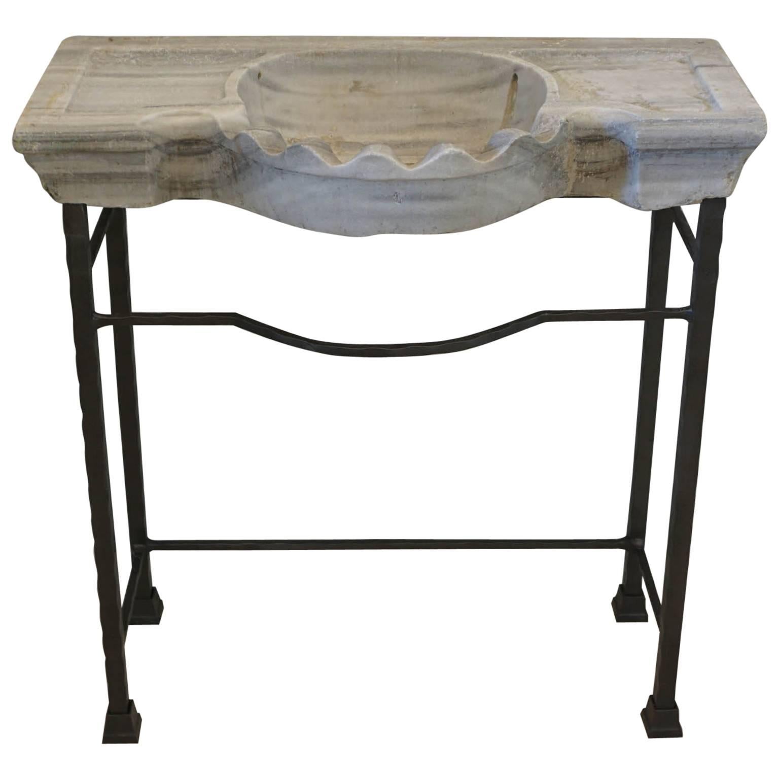 Late 19th Century Antique Italian Carrara Marble Basin