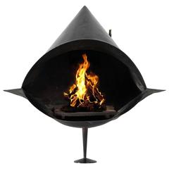 Black Coated Steel Fireplace