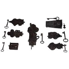 Lot of 18th Century and 19th Century Wrought Iron Locks 7