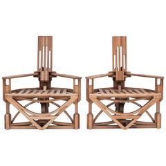 French Constructivist Pair of Armchairs