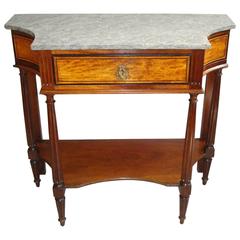 19th Century French Console Table in Mahogany and Satinwood with Marble Top 10