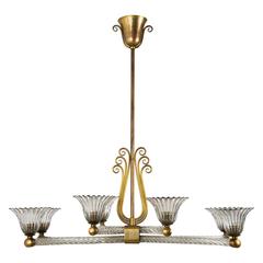 Exquisite Murano Glass Chandelier by Archimede Seguso, 1930s