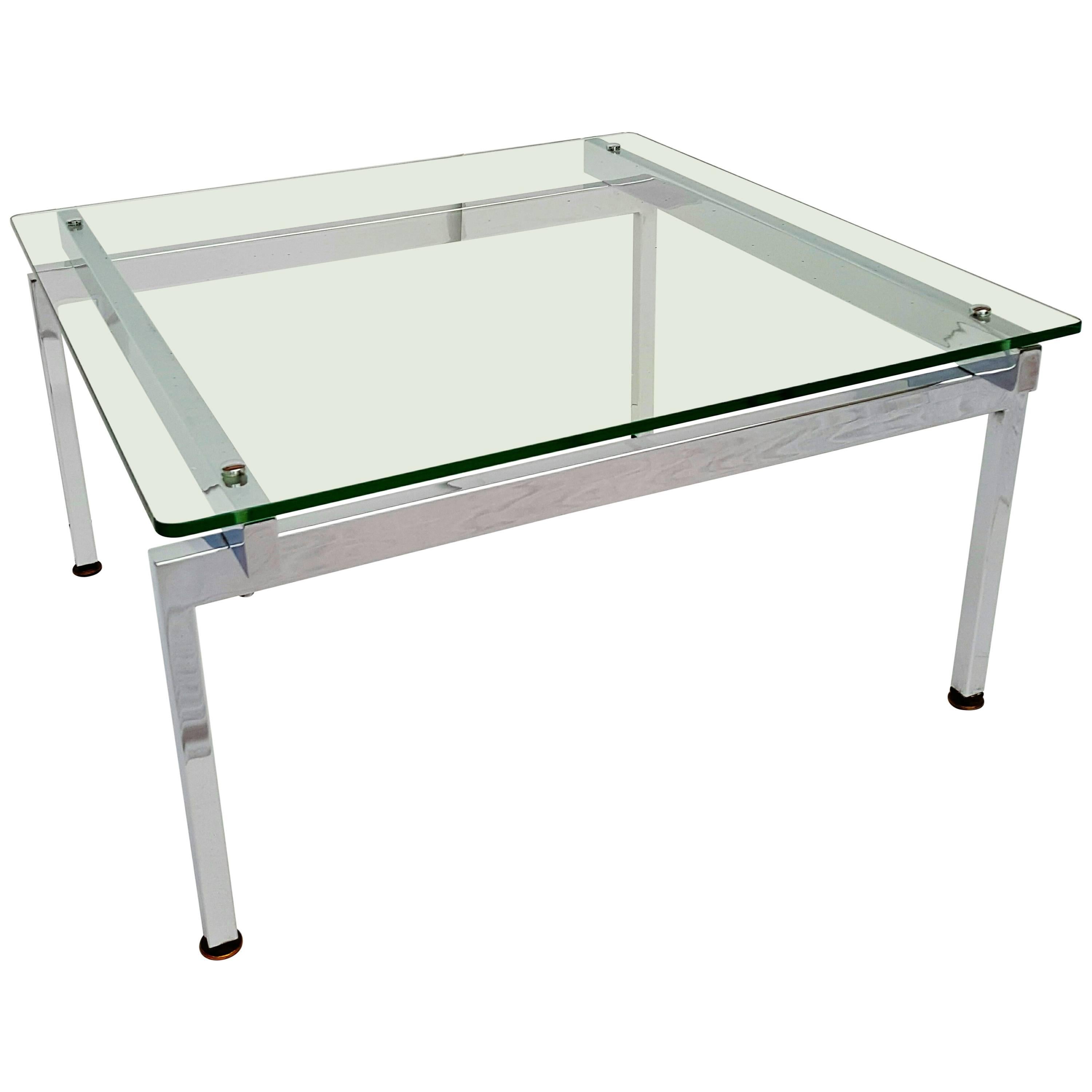 French Vintage Chrome and Glass Coffee Table, 1970s For Sale