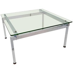 French Vintage Chrome and Glass Coffee Table, 1970s