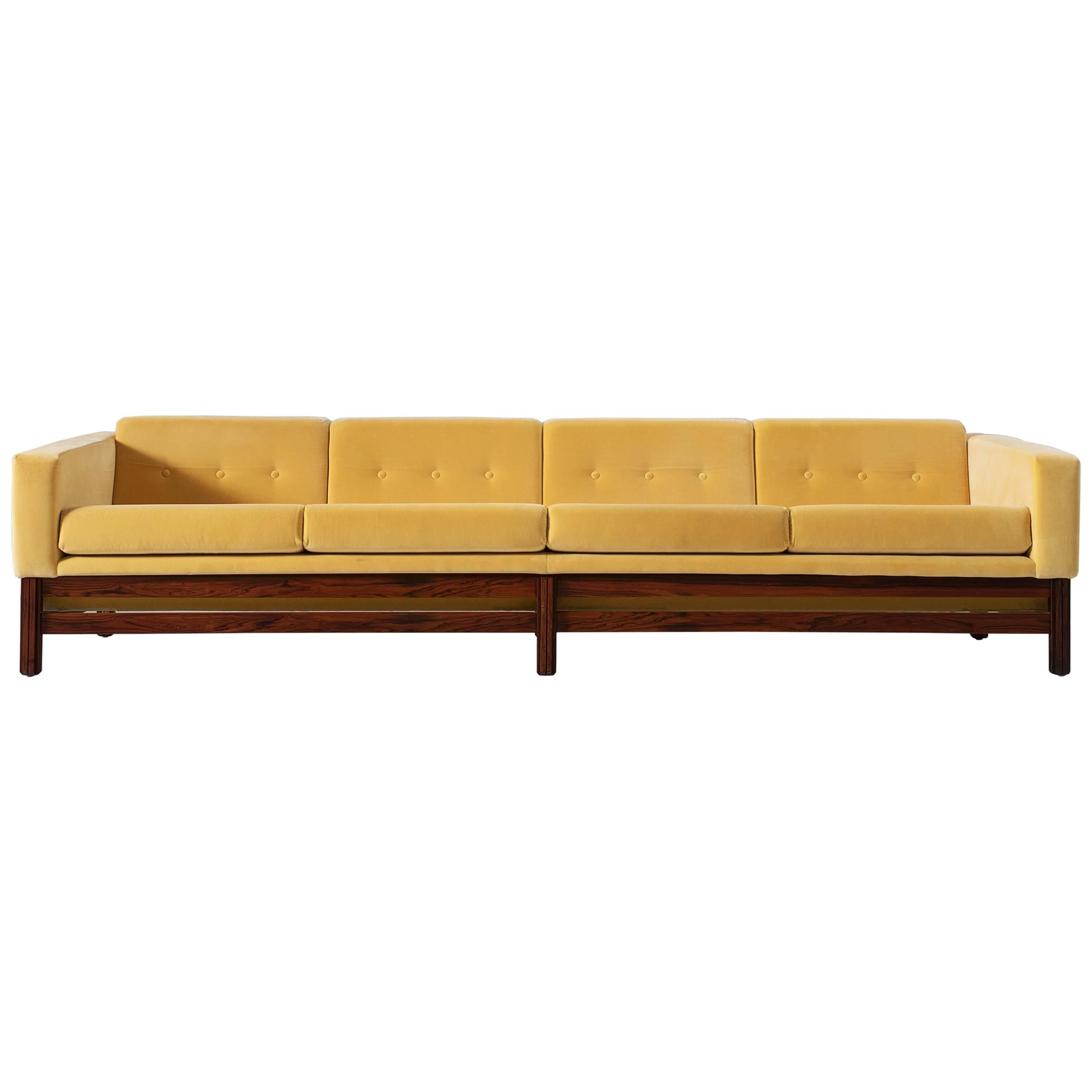 Large and Rare Reupholstered Saporiti Sofa in Rosewood