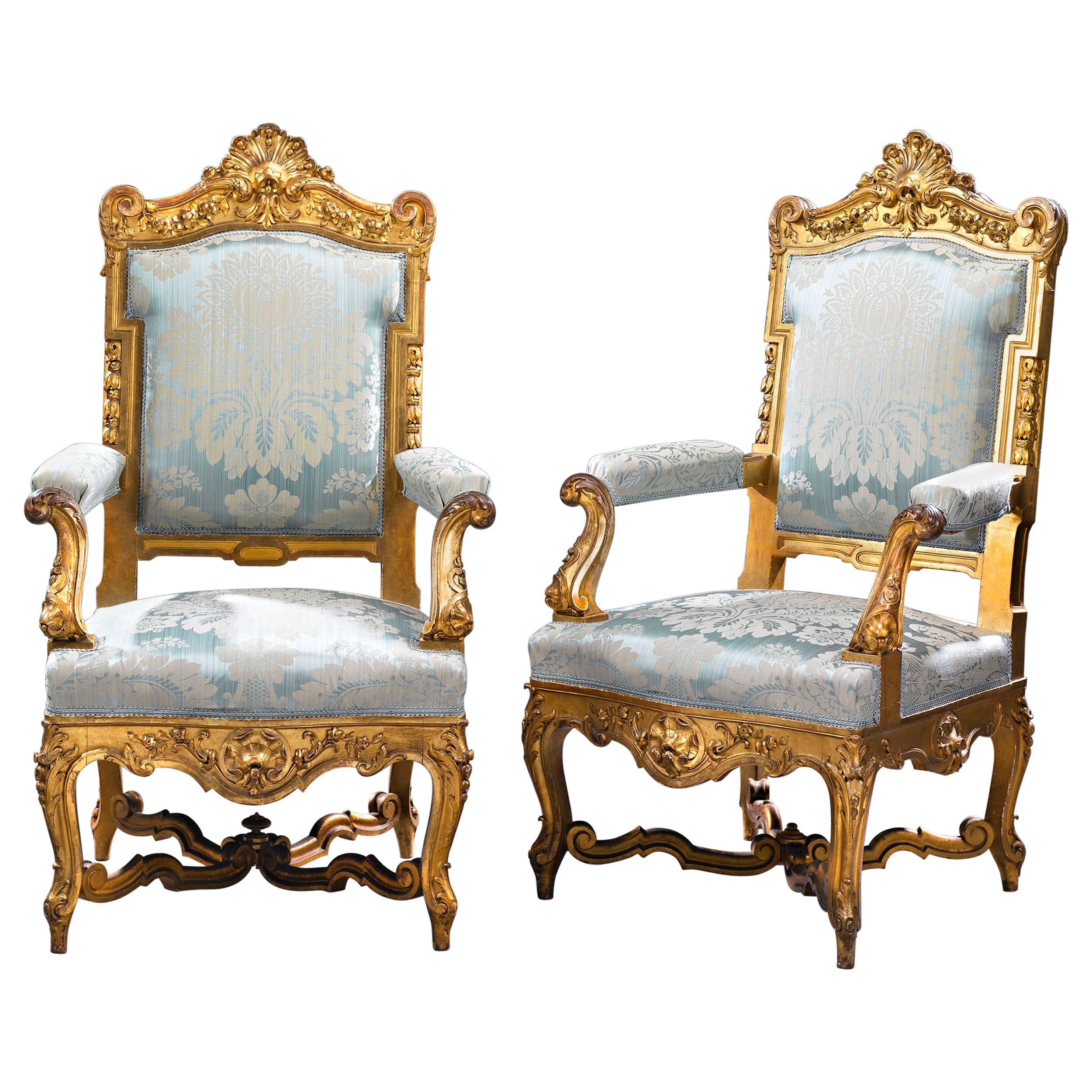 Louis XV Style French Giltwood Chairs