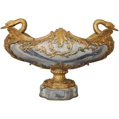 Exquisite Bronze Mounted Marble Centerpiece with Swans