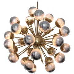 Exceptional Huge Sputnik Murano Glass and Brass Chandelier