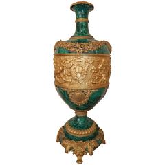 Massive Ormolu-Mounted Malachite Vase or Urn