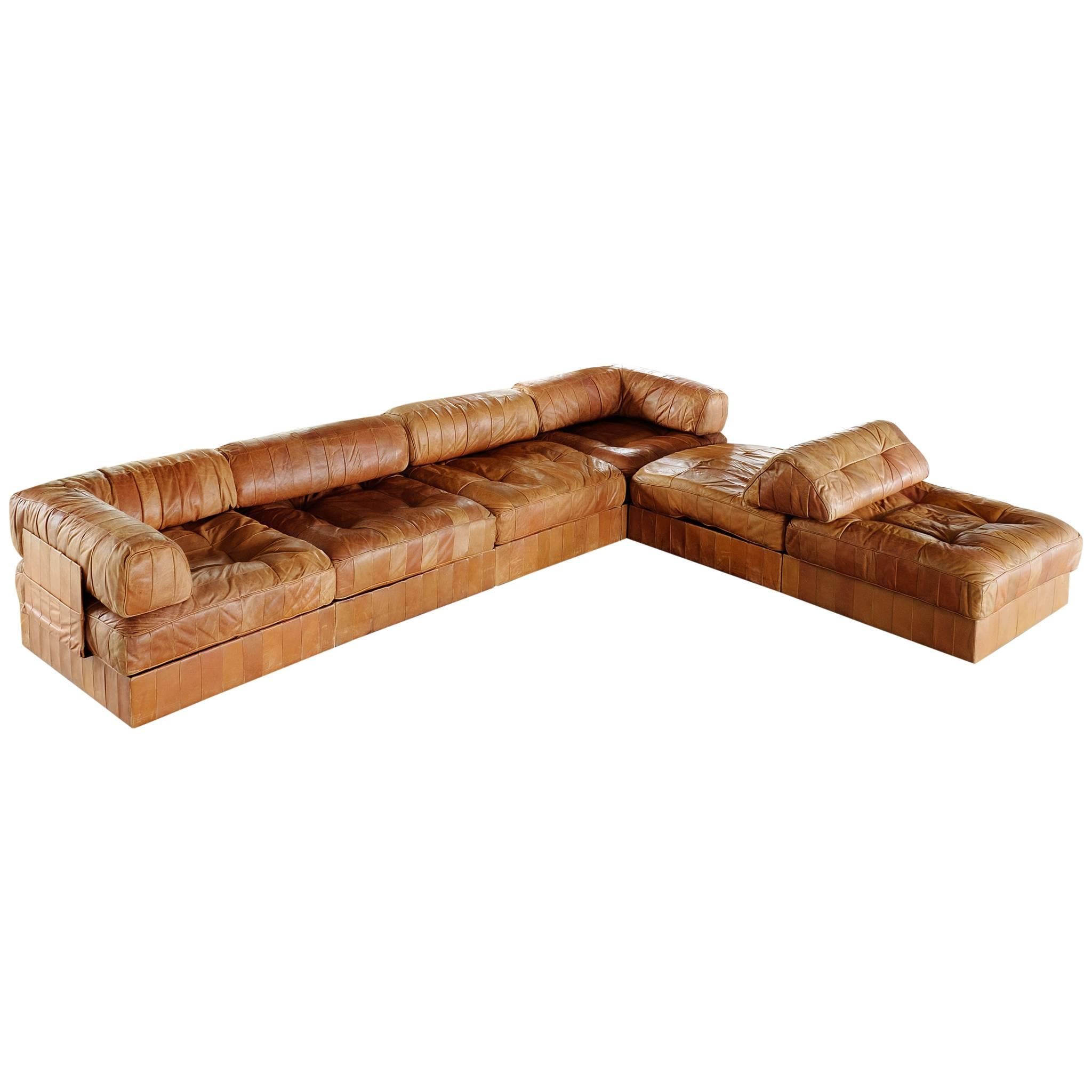 De Sede DS88 Sectional Sofa in Cognac Leather 