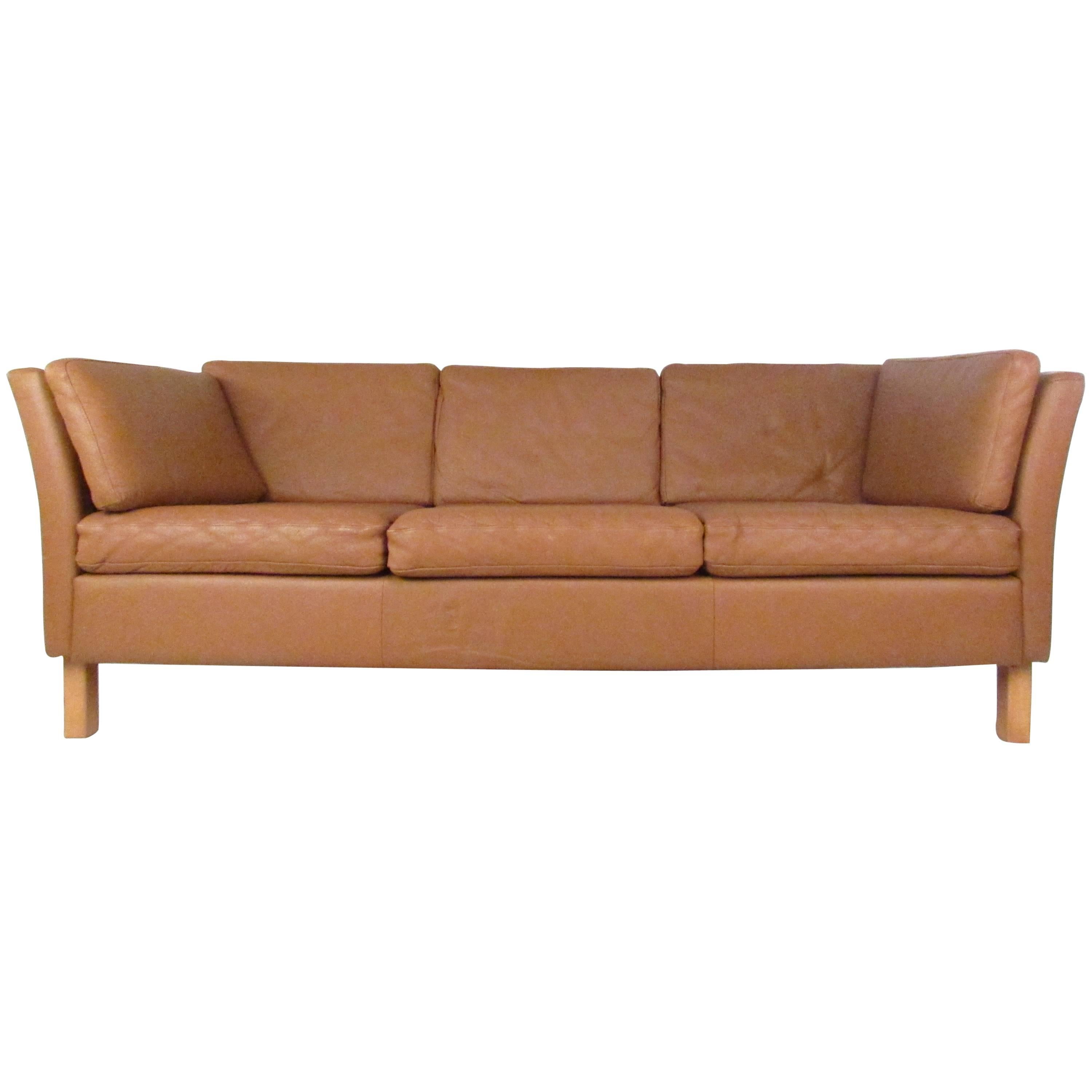 Vintage Danish Modern Leather Sofa