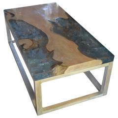 Andrianna Shamaris St. Barts Teak Wood Coffee Table with Resin