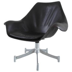 Jørgen Lund and Ole Larsen Leather and Aluminium Swivel Chair for Bo-Ex, Denmark