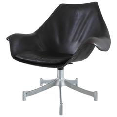 Jørgen Lund and Ole Larsen Leather and Aluminium Swivel Chair for Bo-Ex, Denmark 1