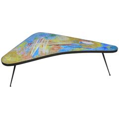 Abstract Mid-Century Glass Mosaic and Bronze Coffee Table