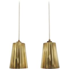 Pair of Paavo Tynell Style Scandinavian Brass Pendant Lights